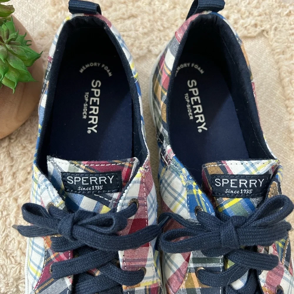 Sperry Top Sider Multicolor Madras Plaid Style Women's Sneakers Sz 9.5 EUC - Picture 3 of 6